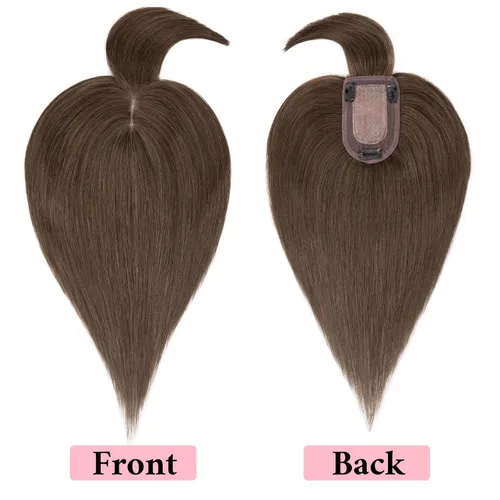 Vista 3 de SEGO Toppers de cabello humano 100% real, con flequillo de aire, base de seda 150% de densidad, topper con clip, 2.7 x 5.1 pulgadas, piezas