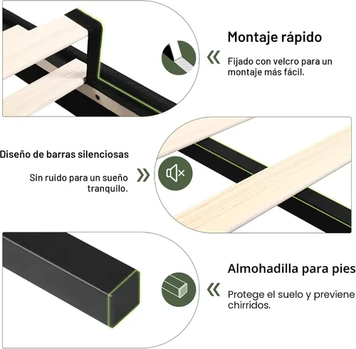 Vista 7 de Feonase Marco de Cama de Plataforma de Tamaño Completo, Marco de Cama Tapizado en Tela con Respaldo Alado, Listones de Madera Maciza y Soporte
