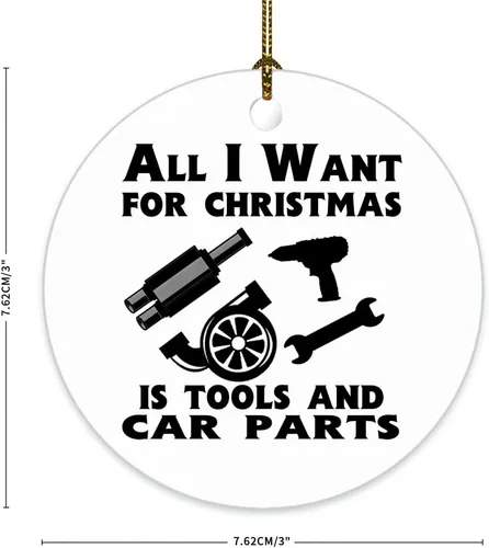 Vista 2 de Regalo mecánico, All I Want Christmas is Tools and Car Parts, adorno de Navidad para mecánico, regalos de mecánico para hombres, adorno de Navidad