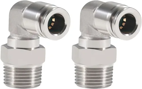 Vista 13 de Paquete de 2 codos neumáticos macho de acero inoxidable 304 de 1/2 pulgada de diámetro exterior x 1/2 pulgada NPT rosca para conectar accesorios