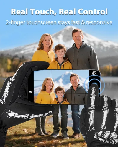 Vista 3 de RIGWARL Guantes impermeables para clima frío y frío, guantes de invierno para hombres y mujeres con pantalla táctil