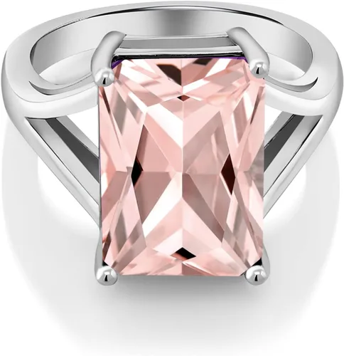 Vista 90 de Gem Stone King Anillo de compromiso solitario con piedra preciosa de corte esmeralda de 0.551 x 0.394 in para mujer, plata de ley 925, anillo