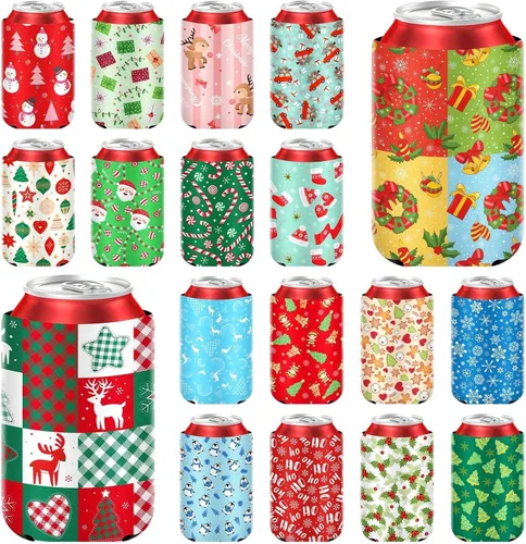 Vista 18 de 18 fundas plegables para enfriar latas de béisbol Insulated Neoprene, Beer Drink Beverage Can Bottle Cooler Sleeves, Sports Birthday Party