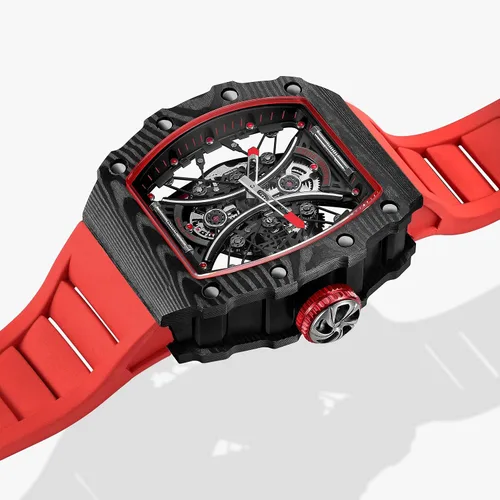 Vista 2 de FEICE FM602 - Reloj de pulsera automático para hombre, cristal de zafiro, movimiento japonés, esqueleto, automático, reloj mecánico automático