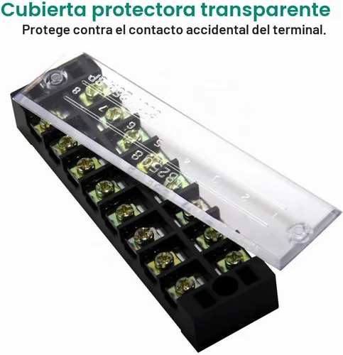 Vista 3 de 8 piezas (4 conjuntos) Bloques de tira de terminal de tornillo de doble hilera de 8 posiciones 600V 25A con cubierta + tira de barrera de terminales