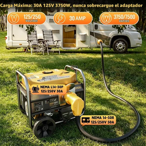 Vista 4 de MECMO NEMA L14-30P to 14-50R RV Generator Adapter, Twist Lock 30 to 50 Amp