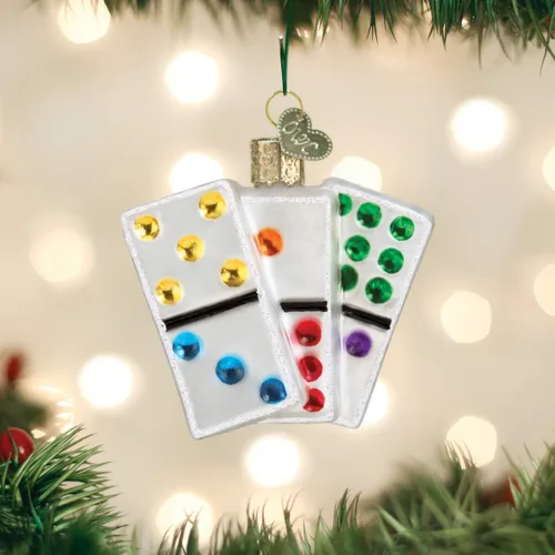 Vista 2 de Old World Christmas Adorno DOMINOS, multicolor