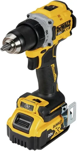 Vista 4 de DEWALT 20V MAX* XR® Kit de taladro/destornillador inalámbrico sin escobillas de 1/2 pulgada (DCD800P1), Amarillo