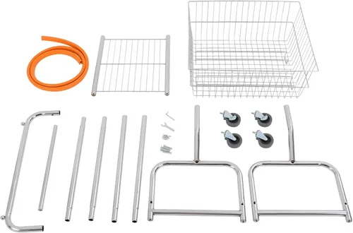 Vista 5 de Carrito de lavandería, Carrito de lavandería de alambre de acero, Cesta de lavandería con ruedas, Cesta de lavandería comercial con bastidor