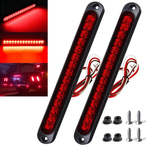 Vista 8 de Paquete de 2 luces LED de identificación de remolque de 10 pulgadas, 15 luces LED de 9 a 30 voltios, luces LED de parada, tira de luces traseras