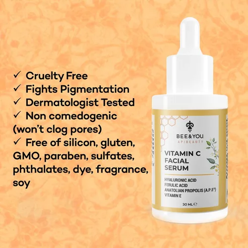 Vista 7 de Bee and You - Suero facial con vitamina C Hidratante antienvejecimiento, reduce la apariencia de manchas oscuras, iluminador de piel brillante