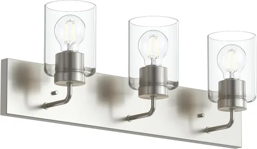 Vista 40 de Progress Lighting Merry Collection - Lámpara de tocador de baño de transición de cristal grabado en níquel cepillado (1 luz)