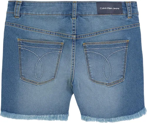 Vista 2 de Calvin Klein Pantalones cortos de mezclilla elásticos para niñas