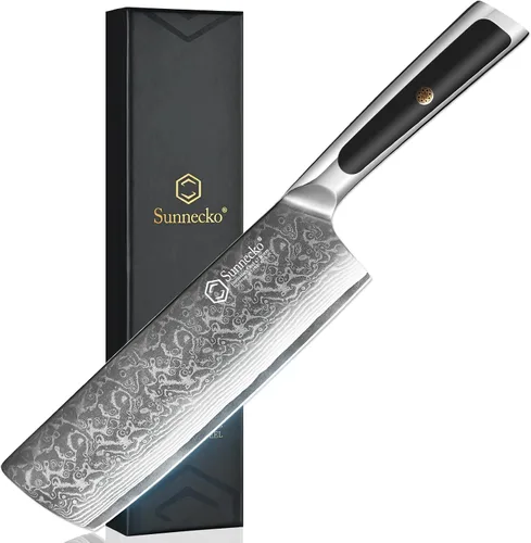 Vista 9 de Sunnecko Cuchillo de pelar de 3.5 pulgadas, cuchillo para frutas con hoja de acero damasquino VG-10 de 67 capas, cuchillo pequeño para pelar