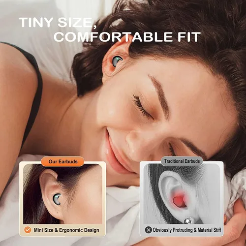 Vista 3 de Audífonos inalámbricos para dormir invisibles, auriculares Bluetooth impermeables IPX5, audífonos ligeros para dormir Bluetooth 5.3, sin dolor