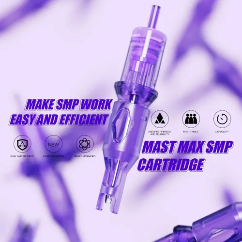 Vista 2 de Agujas de cartucho Mast SMP Max para micropigmentación del cuero cabelludo, forro redondo Bugpin, cartuchos de tatuaje de membrana de 0.01-0.01 in