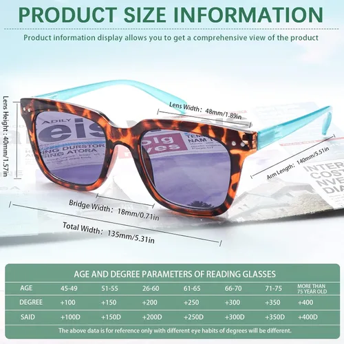 Vista 3 de Paquete de 3 lentes de sol progresivos de lectura multienfoque para mujeres y hombres, protección UV, parte superior multifocal, lectores solares