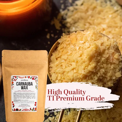 Vista 4 de Copos de cera de carnauba para bálsamos, velas y cuidado de la piel Cera vegana natural, ingrediente para bálsamo labial, bálsamos y acabado