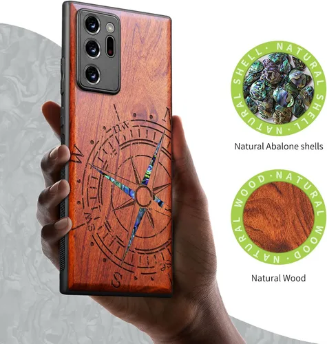 Vista 2 de Carveit Funda de madera de diseñador para Samsung Galaxy Note20 Ultra (grabado de madera e incrustaciones de carcasa) compatible con cargadores