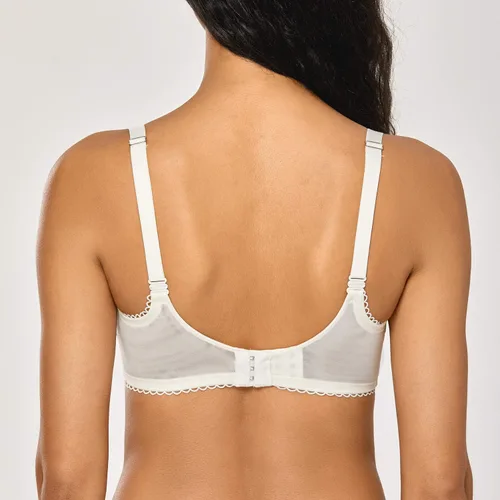 Vista 3 de DOBREVA Sujetador sexy de encaje push up para mujer talla grande transparente balconette con aros sin forro