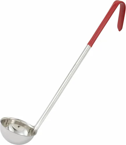 Vista 49 de Winco Cucharón de plástico de doble boquilla de una pieza, 1 onza, 13 pulgadas, cola roja