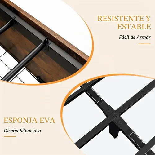 Vista 7 de LUXOAK Marco de cama tamaño Queen con cabecera de estantería LED