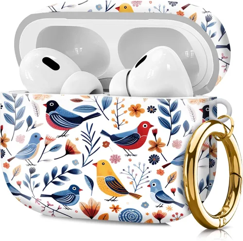 Vista 2 de Funda compatible con AirPod Pro de 2ª/1ª generación con llavero, funda protectora completa a prueba de golpes para auriculares inalámbricos