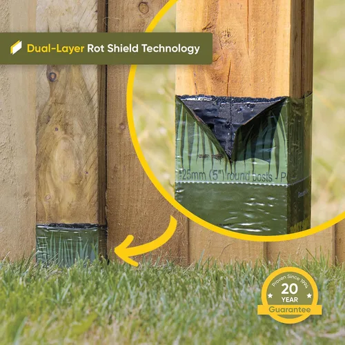 Vista 6 de Postsaver Pro-Wrap Standard Paquete de 5 Se adapta a postes cuadrados de 3 x 3 a 4 x 4 pulgadas y redondos de 3 a 5 pulgadas Protector