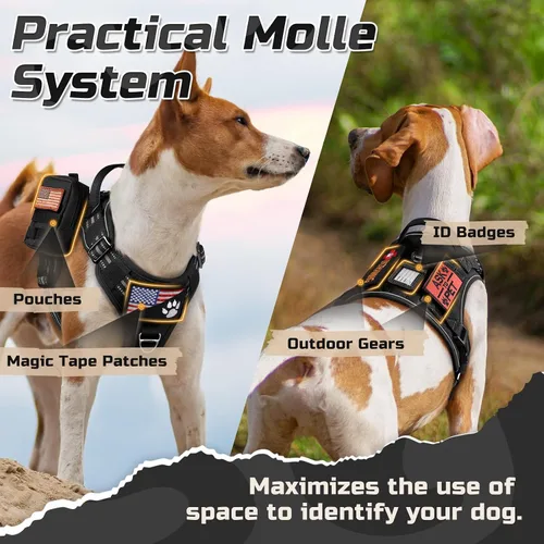 Vista 2 de rabbitgoo Arnés táctico para perros pequeños, chaleco de servicio militar sin tirones con asa y Molle, de fácil control para entrenar y caminar