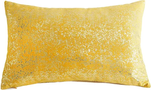 Vista 24 de Deeprove Funda de almohada oblonga de 12 x 20 pulgadas, estampado metálico de ambos lados con lámina dorada brillante, decoración de terciopelo Beige
