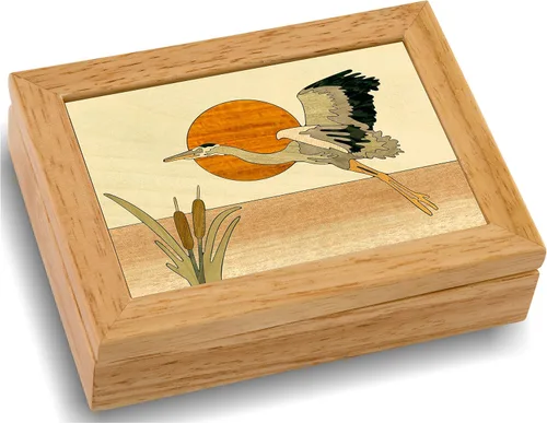 Vista 10 de Joyero de madera de garza - Almacenamiento para anillos, aretes
