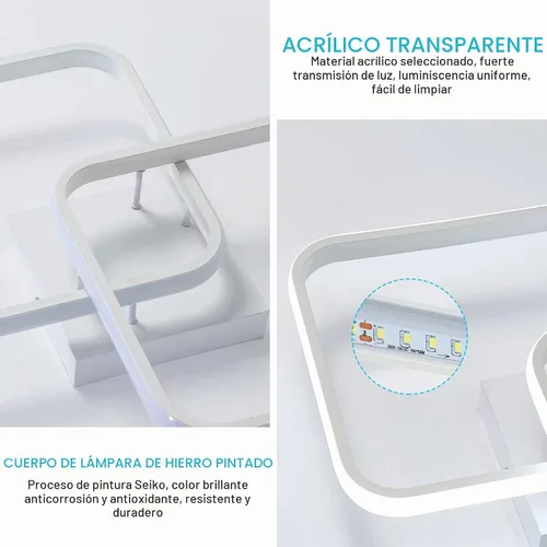 Vista 5 de DELIPOP Lámpara de techo LED moderna de 23 pulgadas, lámpara de techo empotrada de 42 W 6500 K, lámpara de techo acrílica para pasillo, sala