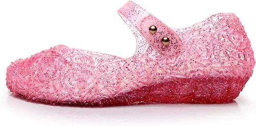 Vista 2 de Dongni Disfraces de princesa, zapatos planos de gelatina, sandalias de disfraces para fiestas de cumpleaños para niñas pequeñas, inspiradas