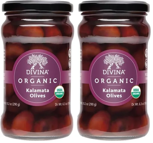Vista 2 de DIVINA Aceitunas Kalamata enteras orgánicas en frasco, 10.2 oz (paquete de 1)