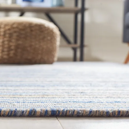 Vista 5 de SAFAVIEH Kilim Collection - Alfombra de pasillo de 2 pies 3 pulgadas x 9 pies, azul y amarillo, hecha a mano con rayas bohemias, ideal para zonas