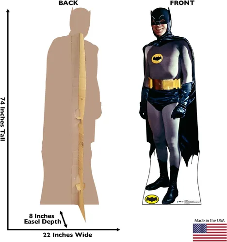 Vista 2 de 1969 Batman and Robin TV Series - Advanced Graphics Estatua de cartón vertical, de tamaño real., Batman, talla única