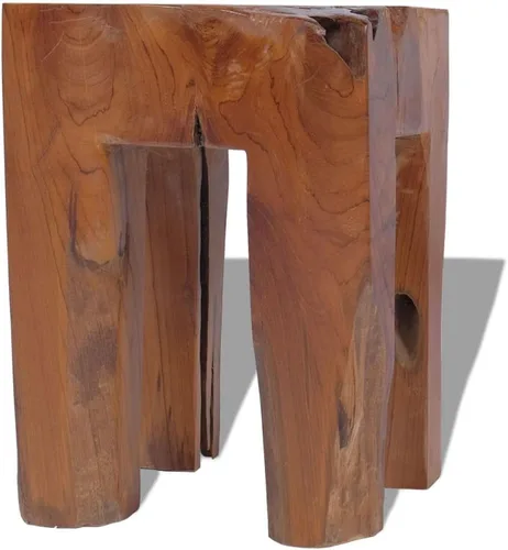 Vista 9 de Taburete rústico de madera de teca, mesita de noche, taburete para sala de estar, dormitorio, decoración de muebles del hogar, 11.8 x 11.8 x 15.7