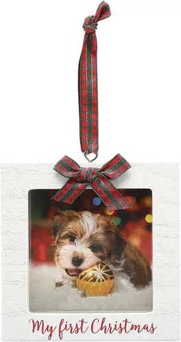Vista 14 de Kate & Milo Adorno de hueso con estampado de pata de Navidad, recuerdo navideño para mascotas, blanco Pet-Safe Clay, No-Mix or Bake DIY Keepsake