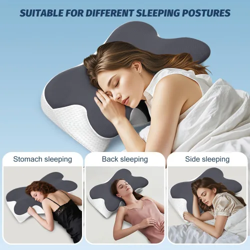 Vista 5 de Almohada cervical para aliviar el dolor de cuello, almohada ergonómica de apoyo para el cuello para dormir, almohada de espuma viscoelástica