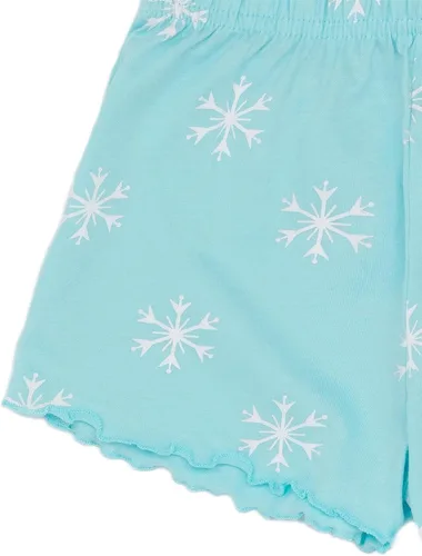 Vista 6 de Disney Conjunto de pijama para niñas de Frozen Camiseta y pantalones cortos azules para niños Conjunto de regalo de pijama de aventura helada
