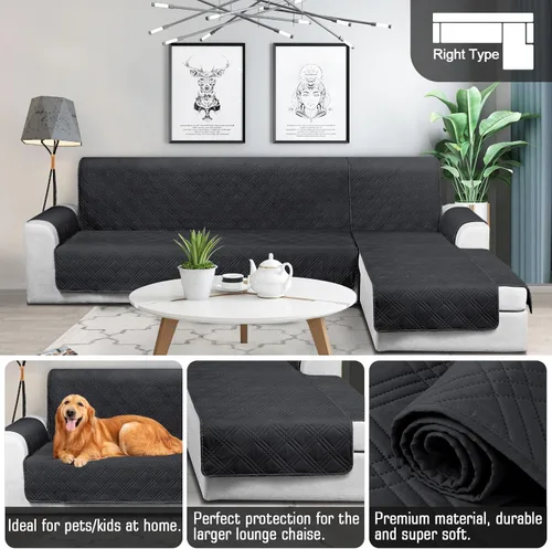 Vista 5 de TAOCOCO Fundas de Sofá Seccional 100% Impermeables en Forma de L, Fundas de Sofá de 3 Piezas, Funda de Chaise Lounge para Mascotas y Niños, Fundas