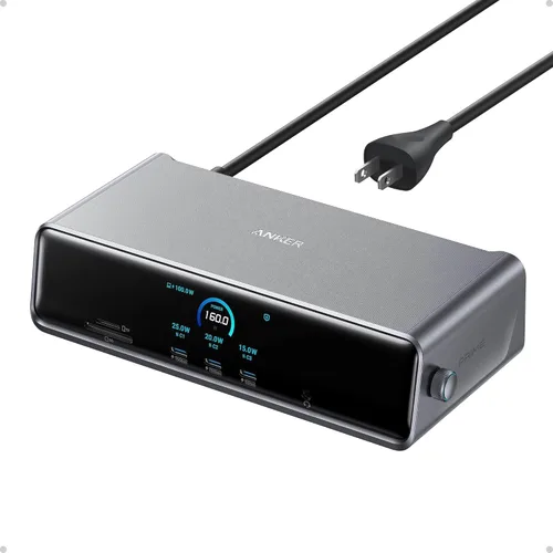 Vista 9 de Estación de acoplamiento Anker 10-en-1 USB C, estación de acoplamiento Displaylink con Dual HDMI y DisplayPort para laptops Windows, MacBook Air/Pro