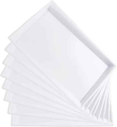 Vista 8 de I00000 Paquete de 6 bandejas de servir de plástico con purpurina dorada, 15" x 10" bandejas de comida onduladas, bandejas de servir desechables