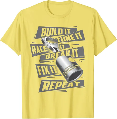 Vista 43 de Build It Tune It Race It Break It - Camiseta para entusiastas de los coches de carreras, talla S Negro