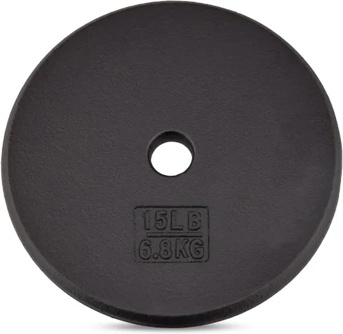 Vista 15 de Yes4All Standard Weight Plates, 1-Inch Cast Iron Barbell Weights, Wide Range 5–50 LB, Ideal for Strength Training & Workout Routine, Available in