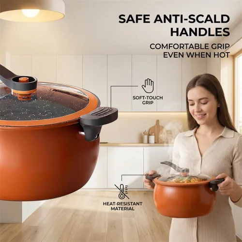 Vista 3 de Olla a presión antiadherente multifuncional de gran capacidad, tapa de vidrio visible de 8 cuartos de galón mejorada 2026 con mango antiquemaduras