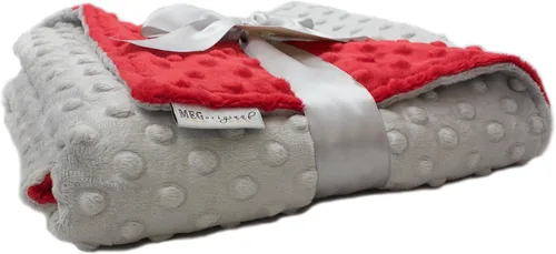 Vista 4 de MEG ORIGINAL Minky Dot - Manta para bebé, color rojo y gris