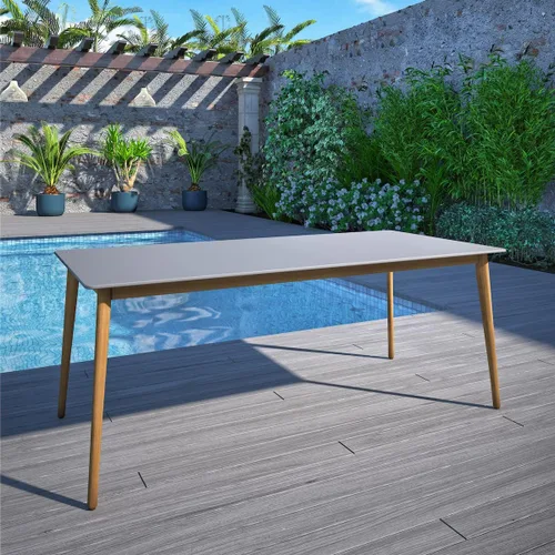 Vista 3 de Brampton Patio Lewiston - Juego de mesa rectangular de 9 piezas para exteriores, acabado de teca, ideal para patio e interiores