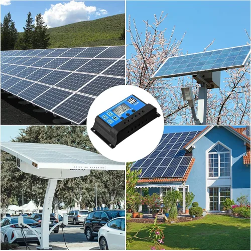 Vista 6 de Controlador de batería solar de 12 V/24 V, controlador de carga de panel solar de tierra, regulador de control de panel solar con pantalla LCD