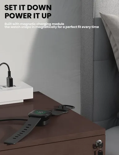 Vista 5 de Compatible con Fitbit Sense y Versa 3 Charger Cable de carga de repuesto para Sense 2, Versa 4 Smartwatch de 3.3 pies, cable inalámbrico magnético